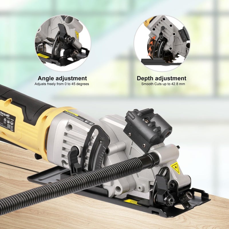 Inequalit 4Amp Mini Circular Saw, 3500RPM Corded Compact Saw with 4-1/2" 24T TCT Blades, Laser Guide, Rip Guide, Vacuum Adapter and Blade Wrench, Max Cutting Depth 1-11/16"(90°), 1-1/8"(45°） - Image 3